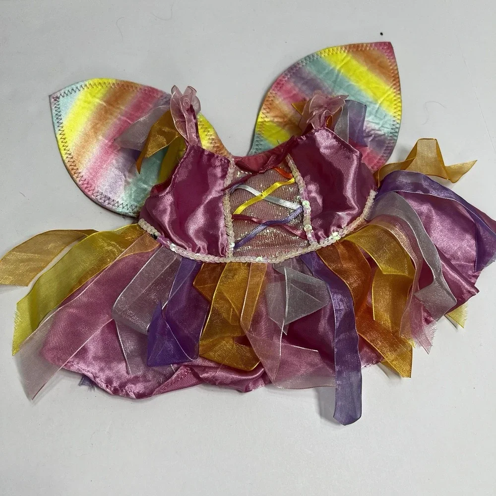 Build A Bear Ribbon Sparkle Fairy Dress Rainbow Wings Outfit With Shoes Bloomers
